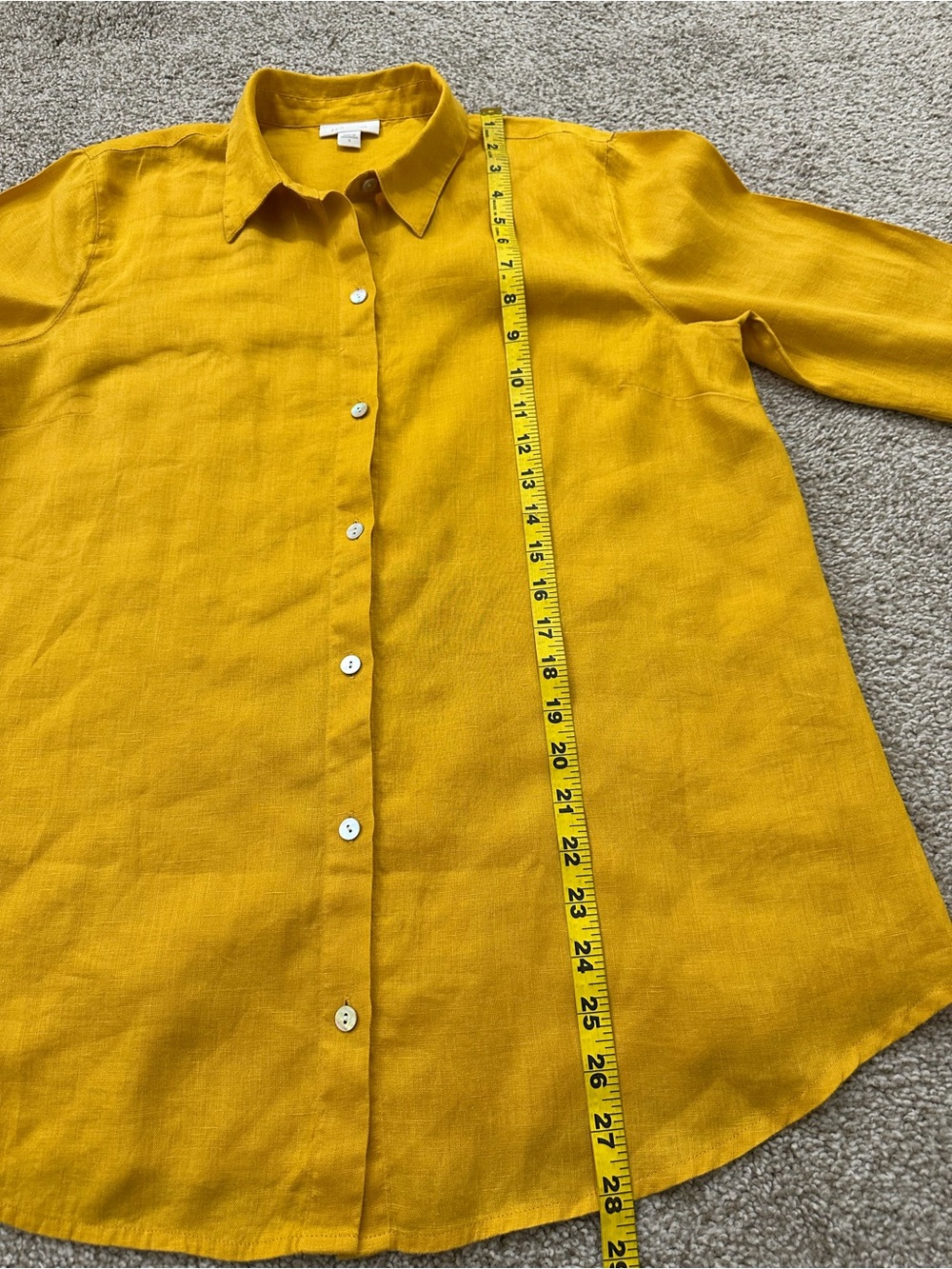 J.Jill Love Linen 100% Linen Button-Front Tunic – Size M – Mustard Yellow 🌼 - Picture 8 of 10